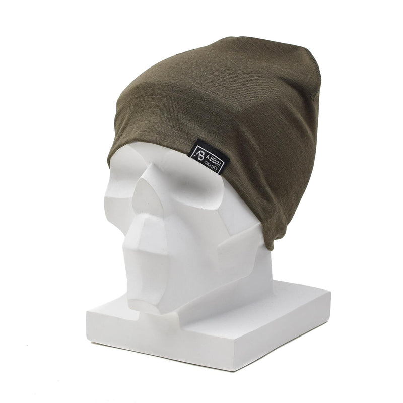 A.Blochl Light Beanie Merino Wool Sports Outdoor Headwar Watch Cap Olive Drab