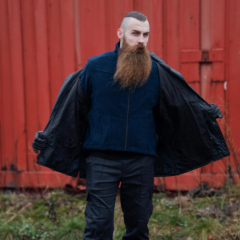 Echt Duitse leger Politie Blue Fleece Jacket Warm trui koud weer nieuw