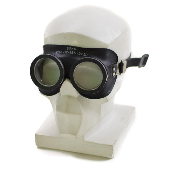 Echt Duitse legerbescherming bril bw zwart auer gezichtsmasker overschot nieuw