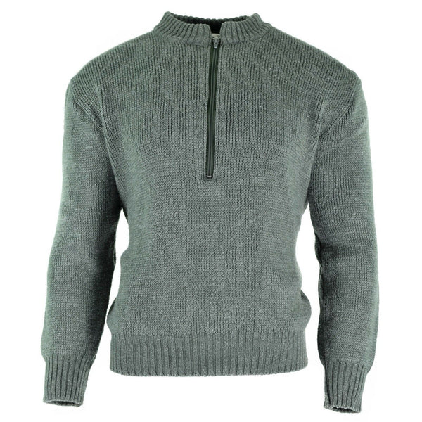 Originele Zwitserse leger pullover M74 Jumper Gray Virgin Wool Sweater met ritssluiting
