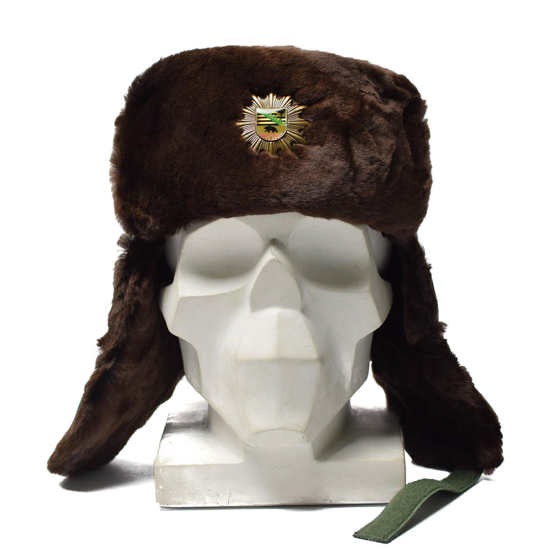 Originele Duitse politie Warm Winterhoed koud weer Faux Bur Ushanka Badge Nieuw