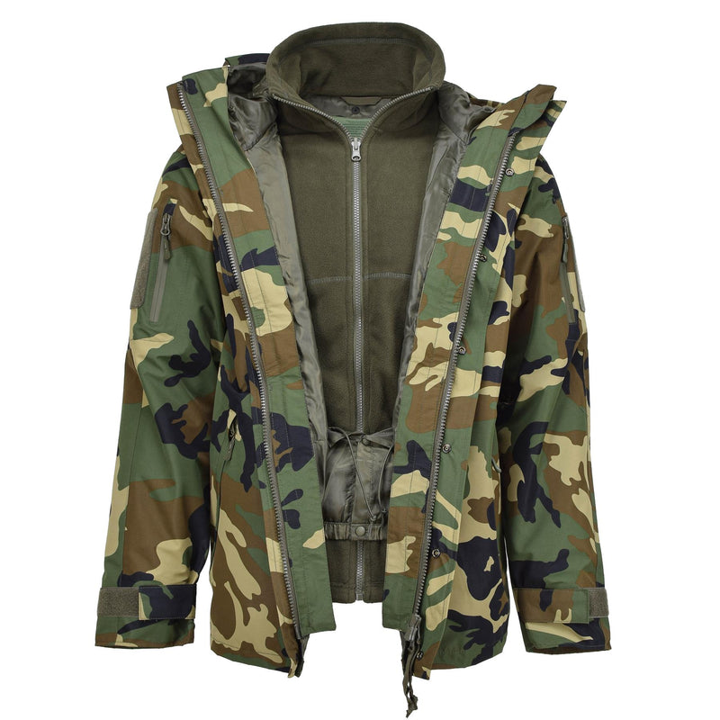 Mil-Tec militaire stijl Gen II Lined Winter Jacket Woodland Camo Soft Shell Parka