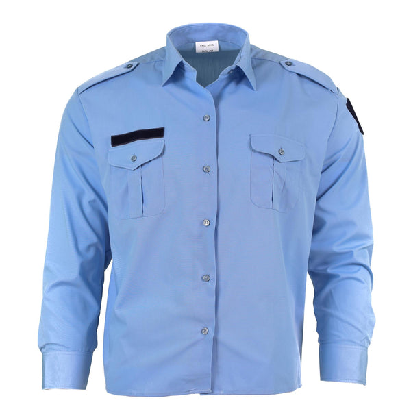 Echt Franse militaire politie blauw katoen met lange mouwen shirt gendarme nieuw