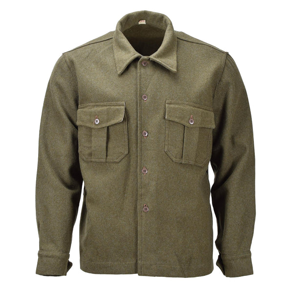 Originele Italiaans formeel jasje olijfwol uniform vintage verstelbare manchetten