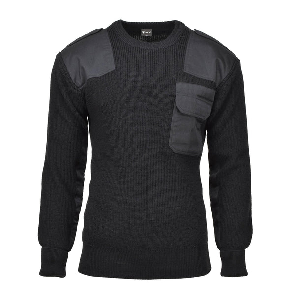 MFH Brand Sweater Commando Jumper Rib Gebreide wolversterkte pullover zwart nieuw