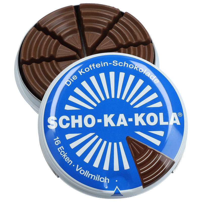 Duitse energie Melk chocolade Scho-Ka-Kola Volle Milk 100 G Tin Can Blauw