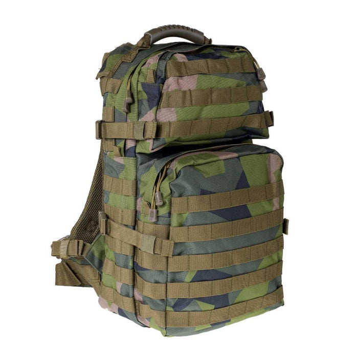 A.Blochl 40L tactische rugzak in M90-camouflage met MOLLE-lussen, gevoerde riemen, snelsluiting in de taille voor gebruik buitenshuis.