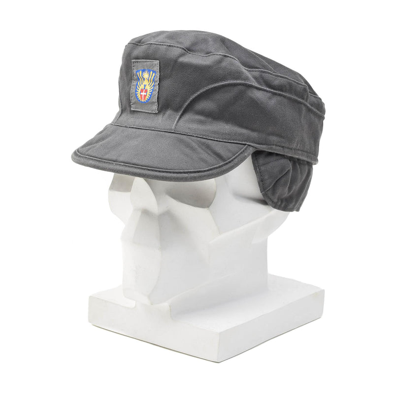 Origineel Deens militair grijs leger cap lichtgewicht opvouwbare oorklappen vintage nieuw