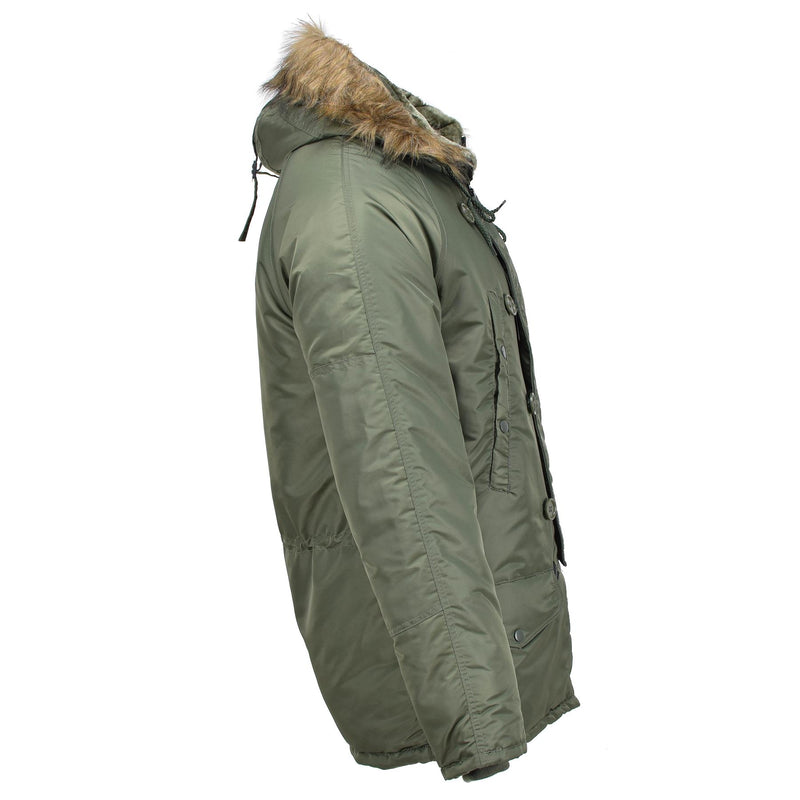 Mil-Tec Brand U.S. Militaire stijl Aviator Parka N3B Faux Fur Hooded Olive Nieuw