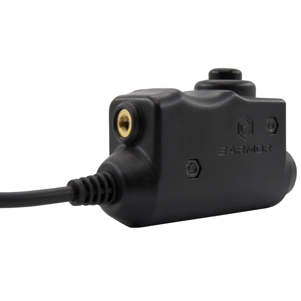 EARMOR M51 PTT-communicatieadapter Kenwood 2-pins radioconnector Zwart