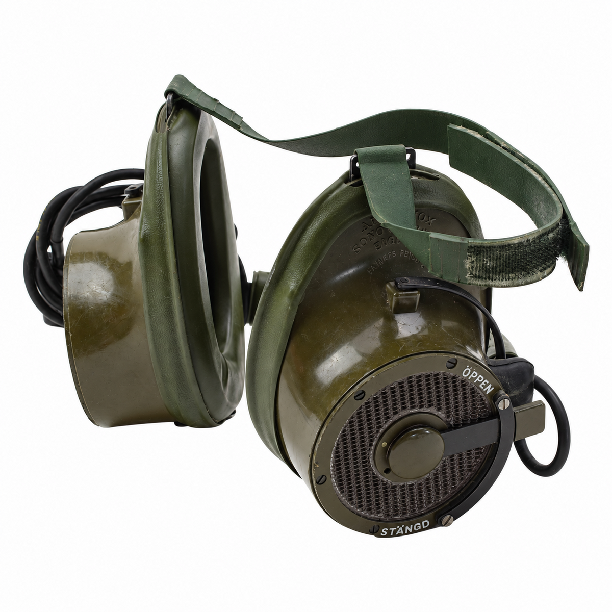 Originele Britse militaire Amplivox luchtvaartcommunicatie-headsetset vintage