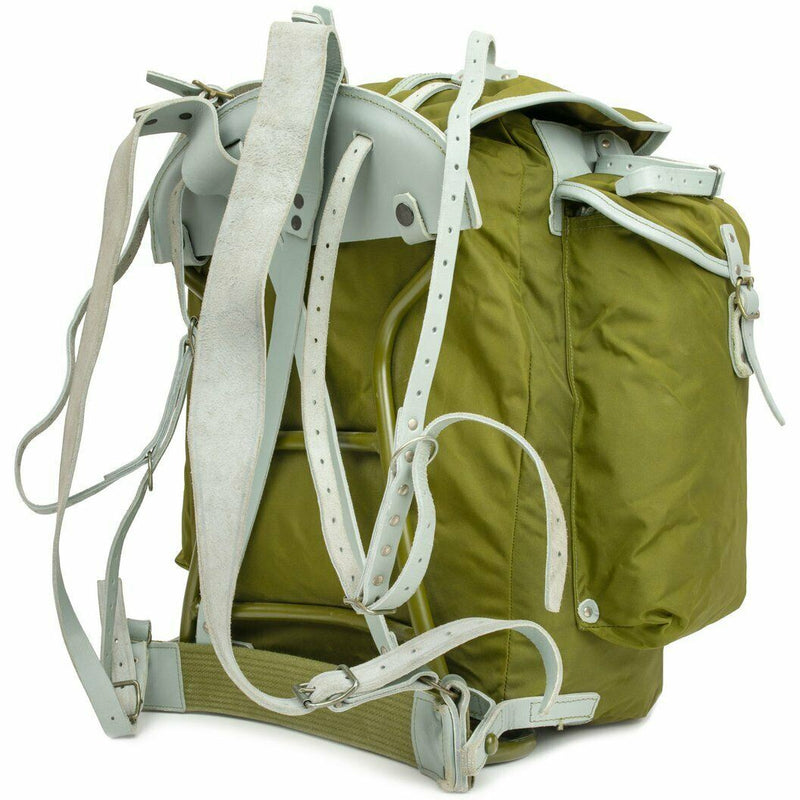 Echte Noorse militaire rugzak met frame leger canvas lederen rugzak pakket