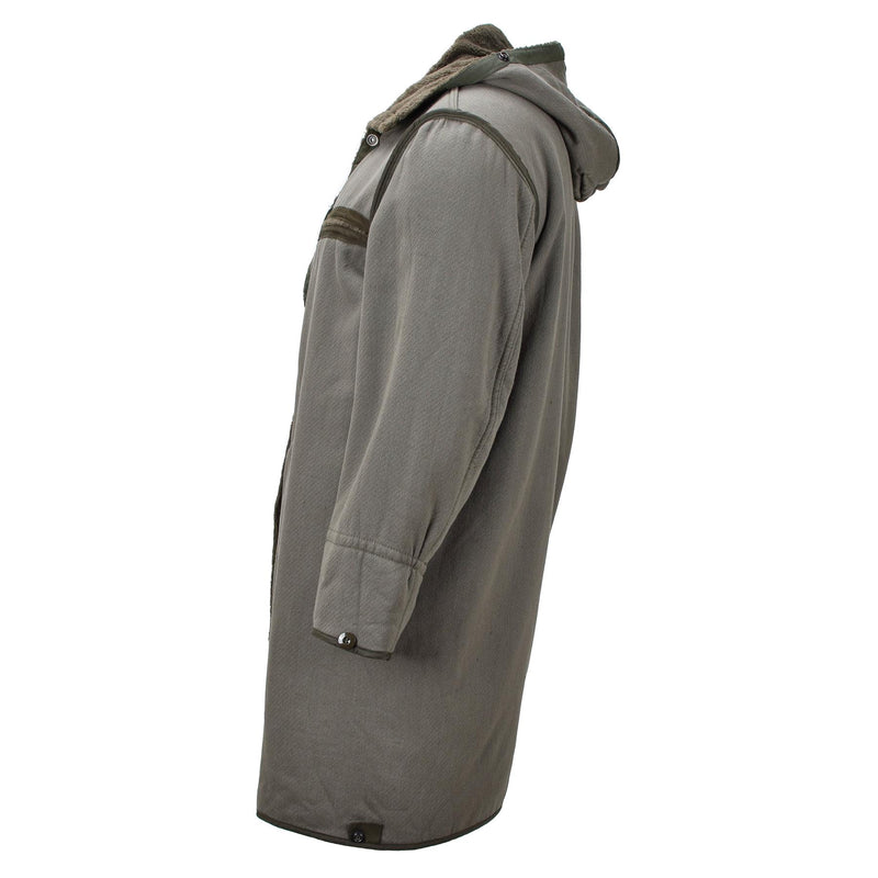 Originele Duitse militaire Lange Parka Faux Fur Liner Thermal Hooded Army Olive