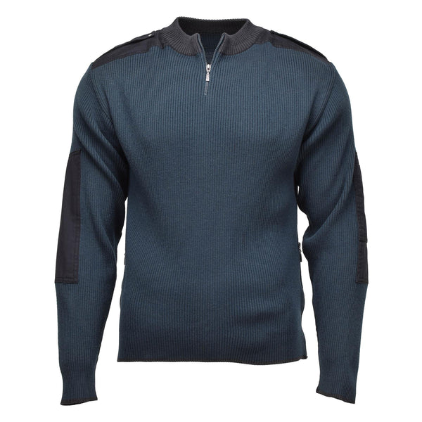 Echte Nederlandse militaire surplus Troyer Pullover Warm Quarter Zip Blue Sweater