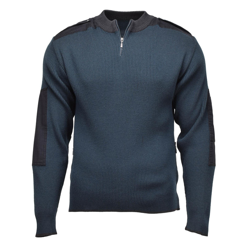 Echte Nederlandse militaire surplus Troyer Pullover Warm Quarter Zip Blue Sweater