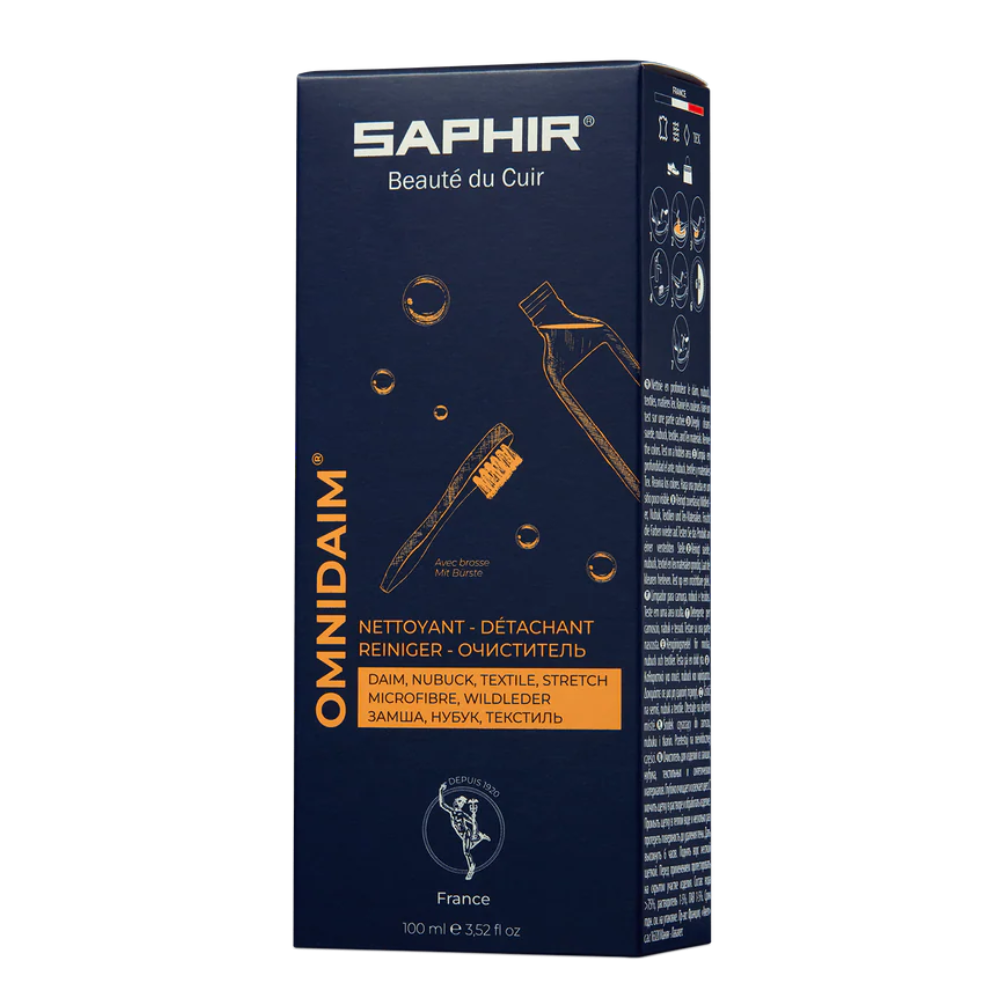 Saphir Omnidaim Suede Nubuck schoenreiniger, 100 ml neutrale borstel inbegrepen