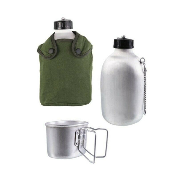 Franse legerstijl drink fles fles fles militaire kantine pot met bouch od
