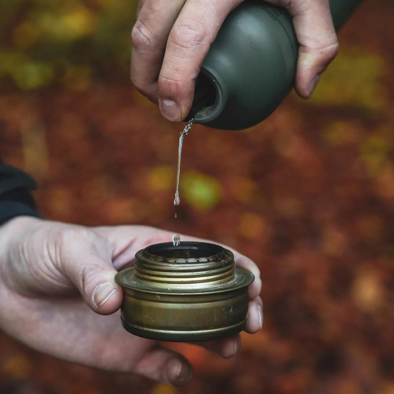 BRS aluminium 1 liter vloeibare brandstoffles lichtgewicht schroef op mondkap olijf nieuw