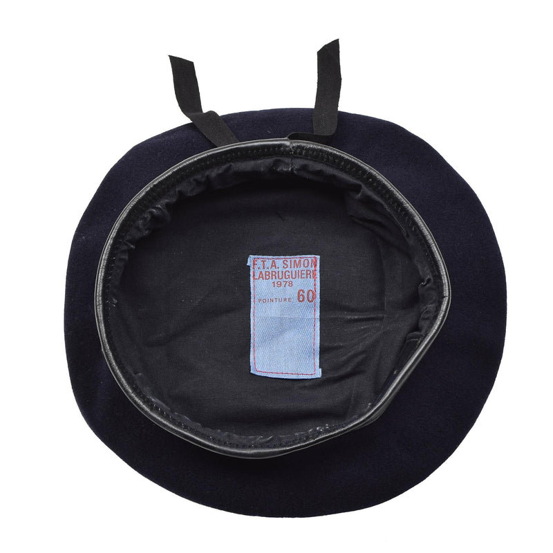 Origineel Frans leger donkerblauwe wol baret command lichtgewicht cap vintage nieuw