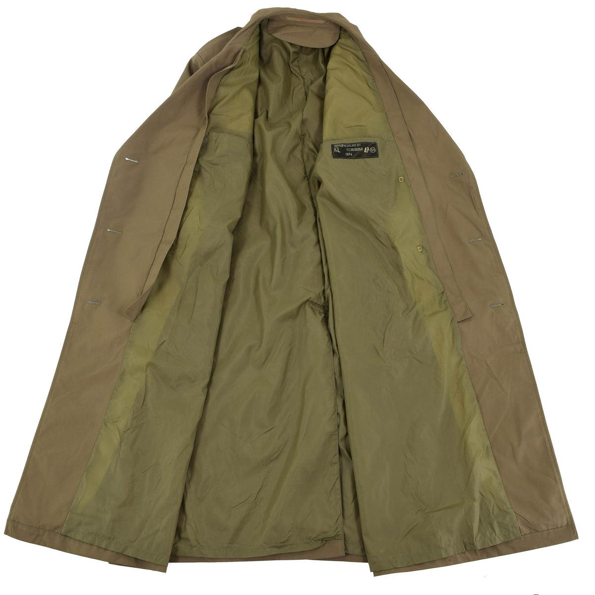 Originele formele trenchcoat van het Nederlandse leger, bruine militaire overtollige officiersjas NIEUW