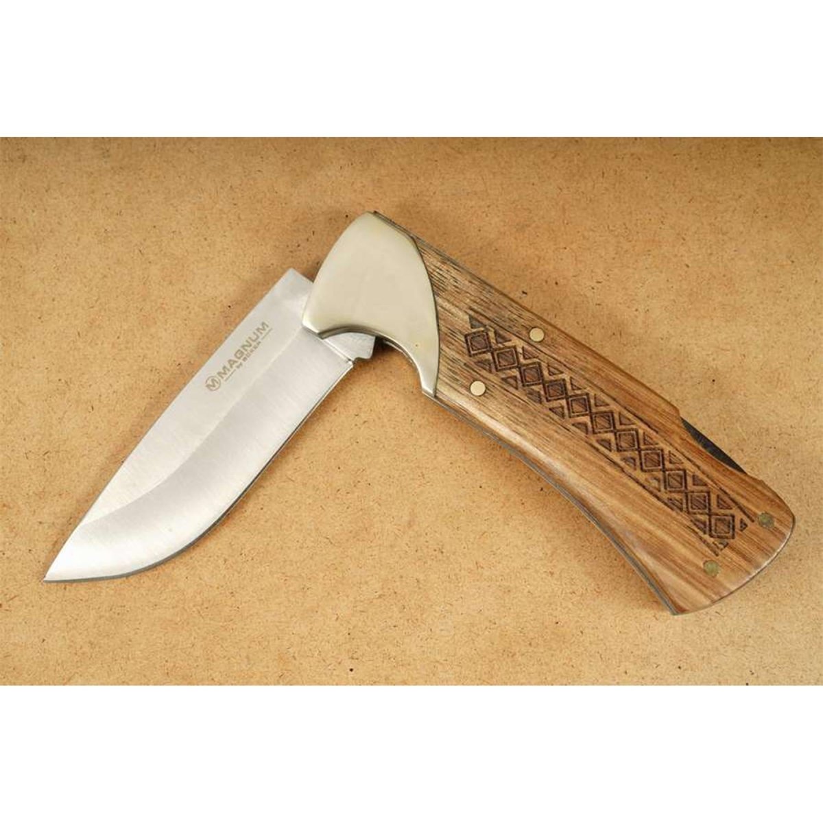 Boker Brand opvouwbaar zakmes Woodcraft RVS 440A houten handvat