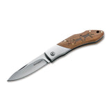 BOKER Caveman Steel zakmes 440A ongecoat staal versierd houten handvat