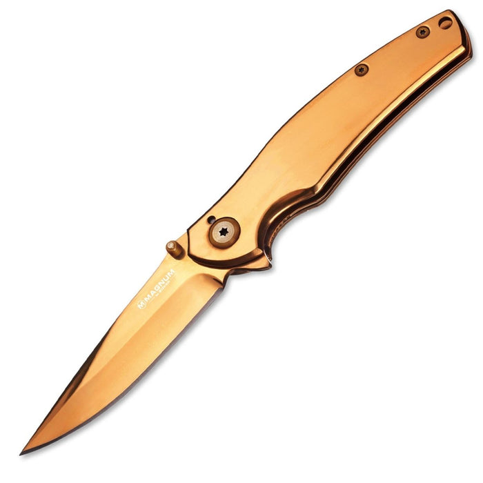 Boker Gold vingervouwzakmes geanodiseerd RVS 440A linerlock - GoMilitar