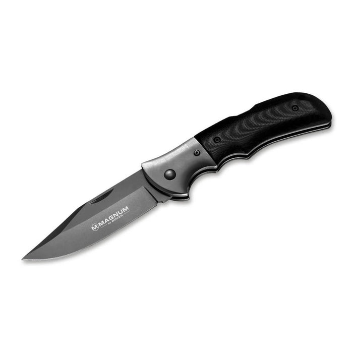 BOKER Grey Eminence Zakmes opvouwbaar compact zwart micarta handvat 440A staal - GoMilitar