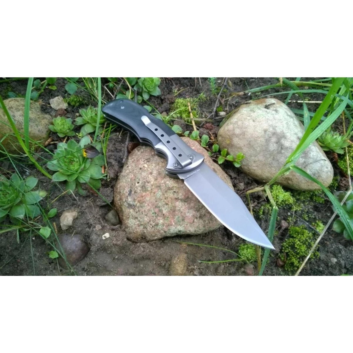 BOKER Grey Eminence Zakmes opvouwbaar compact zwart micarta handvat 440A staal