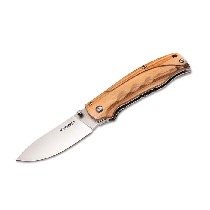 BOKER Pakka Hunter Zakmes liner lock ongecoat 440B staal houten handvat - GoMilitar