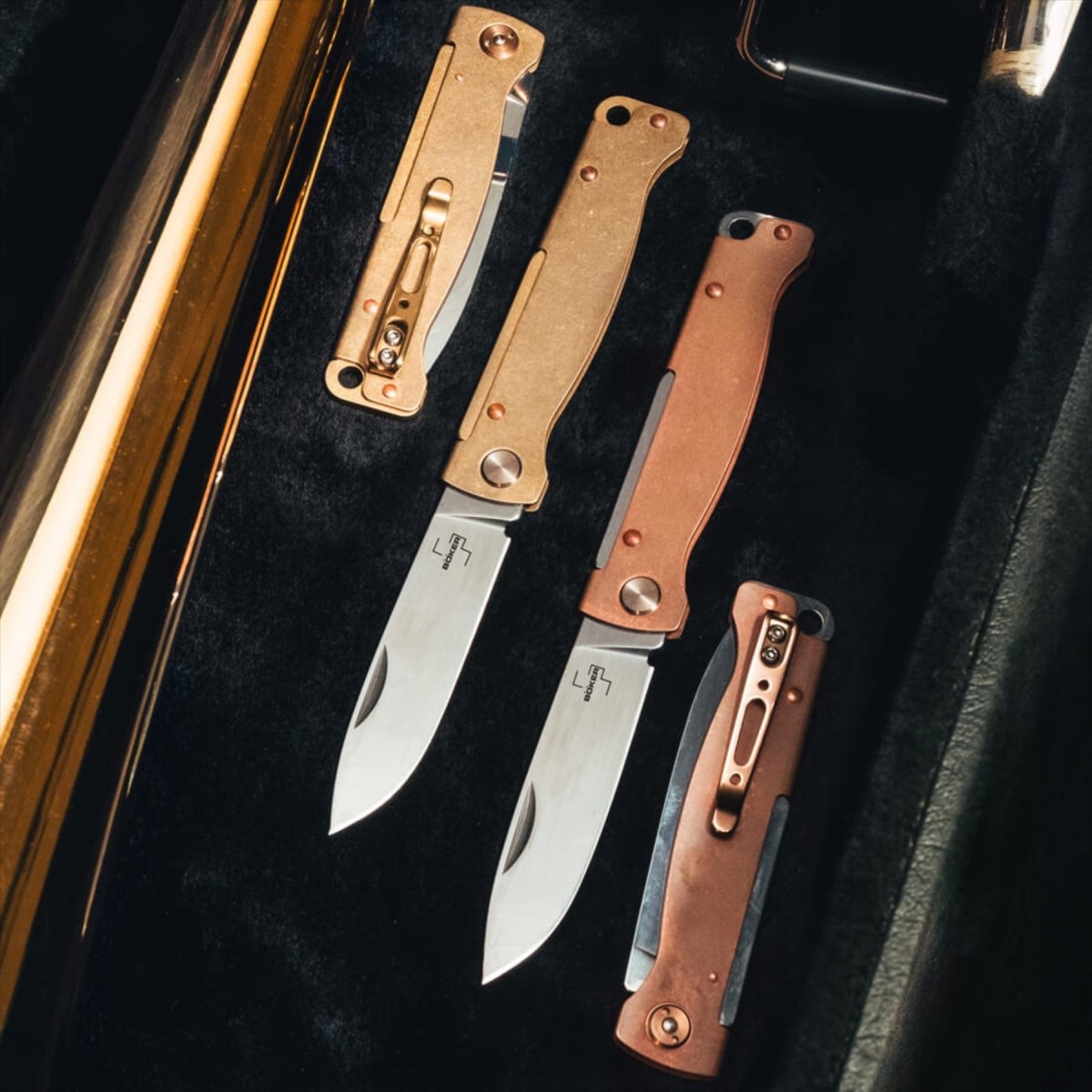 Boker Plus Atlas opvouwbaar zakmes 12C27 staalblad koperen handvat brons