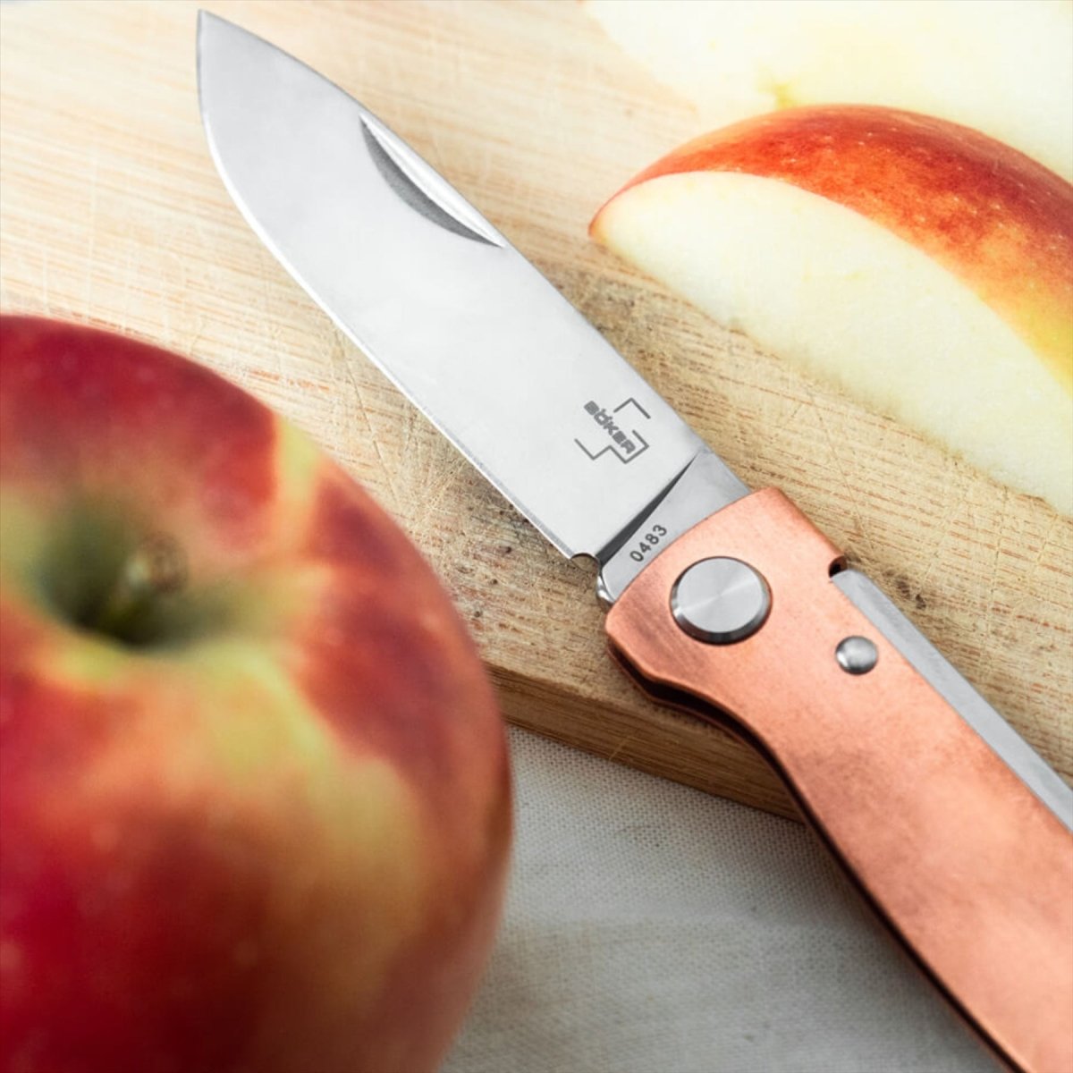 Boker Plus Atlas opvouwbaar zakmes 12C27 staalblad koperen handvat brons