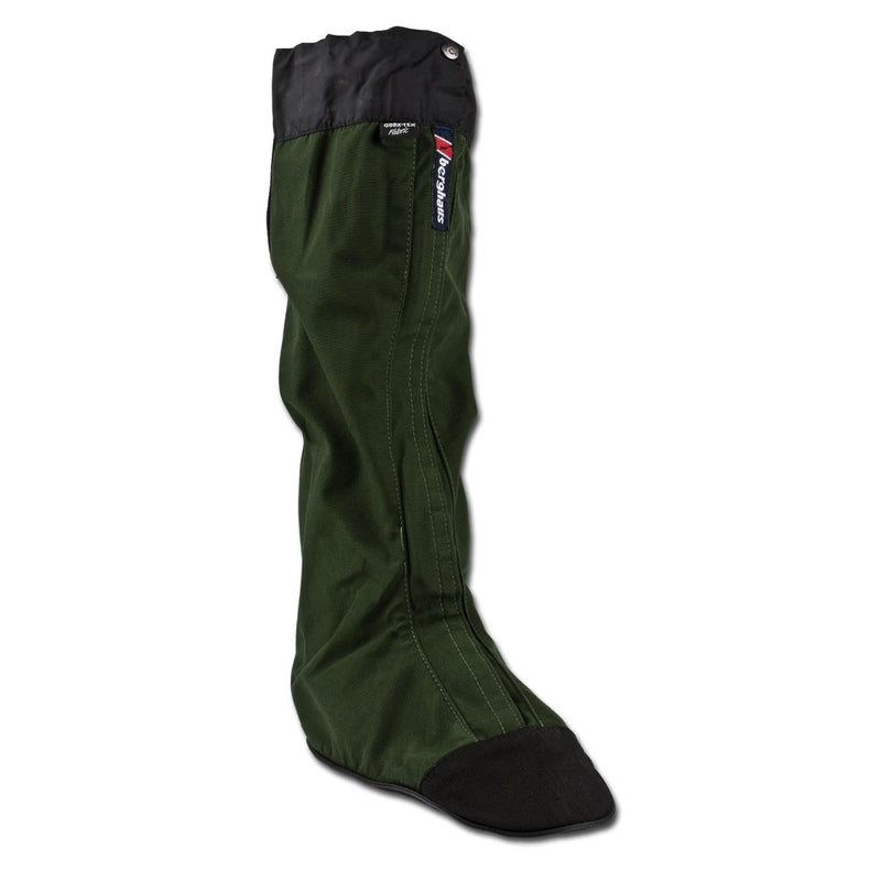 Berghaus Yeti Gore-Tex waterproof winter hiking gaiters in olive green with hook-and-loop storm flap and reinforced sole