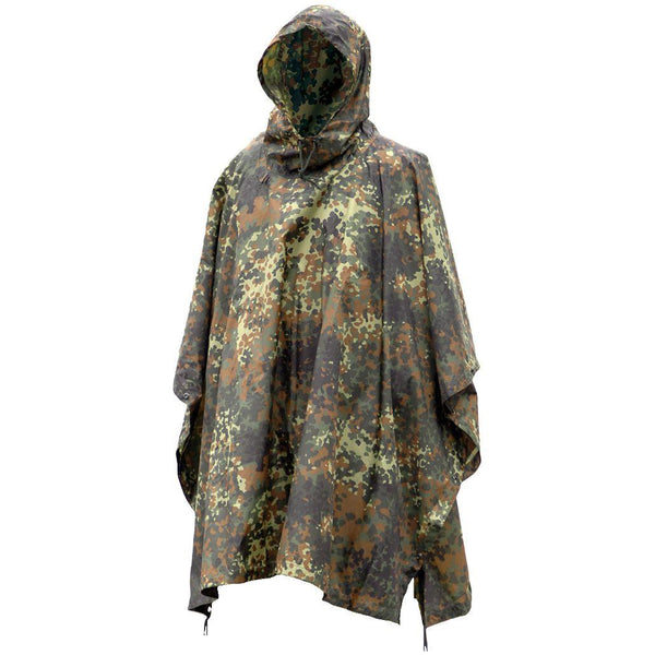 Mil-tec merk militaire stijl poncho flecktarn camo ripstop lichtgewicht waterdicht