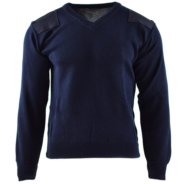 Echte Nederlandse leger trui blauwe jumper militaire pullover ronde nek officier