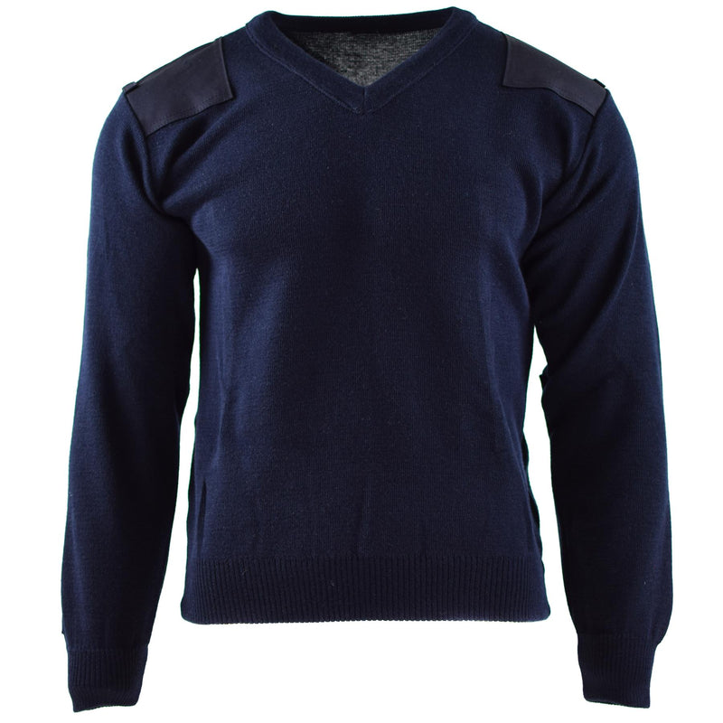 Echte Nederlandse leger trui blauwe jumper militaire pullover ronde nek officier