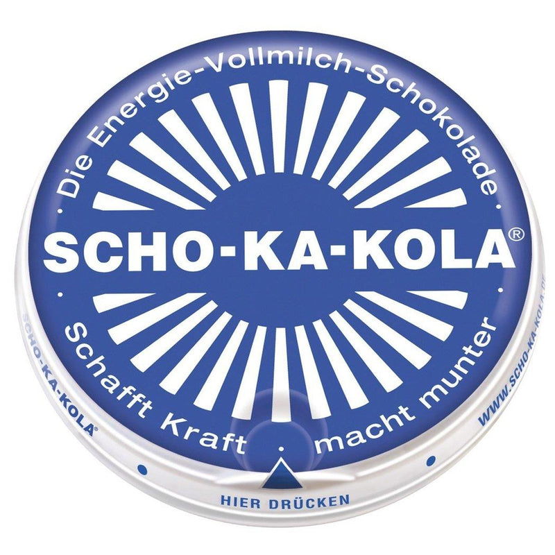 Duitse energie Melk chocolade Scho-Ka-Kola Volle Milk 100 G Tin Can Blauw