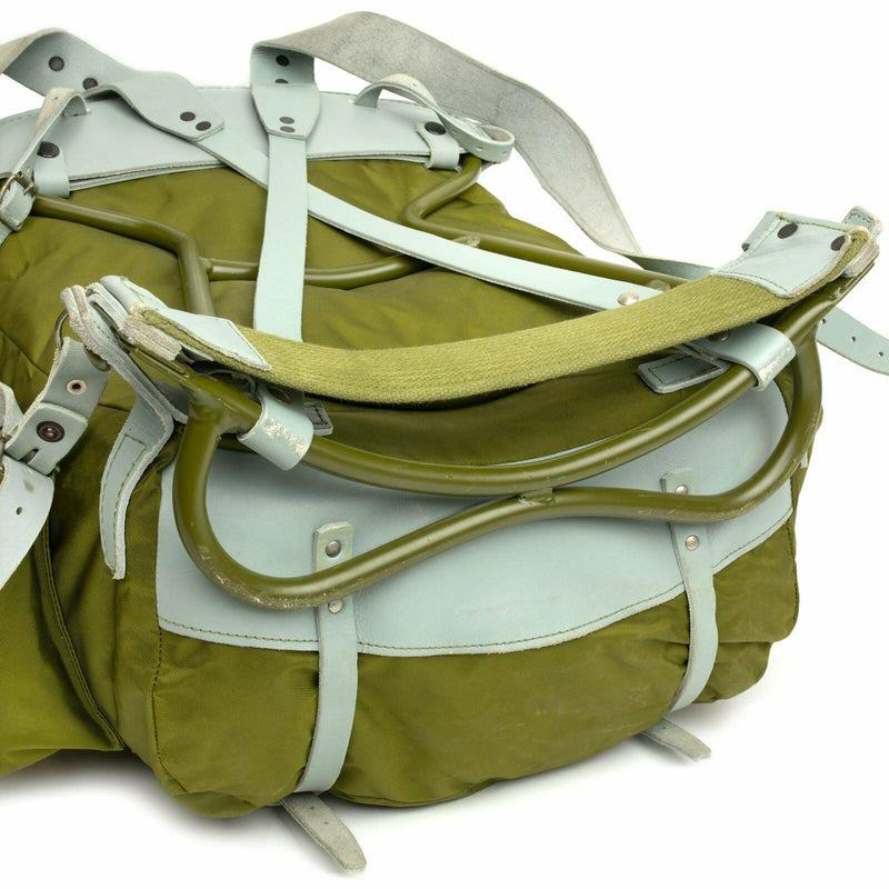Echte Noorse militaire rugzak met frame leger canvas lederen rugzak pakket