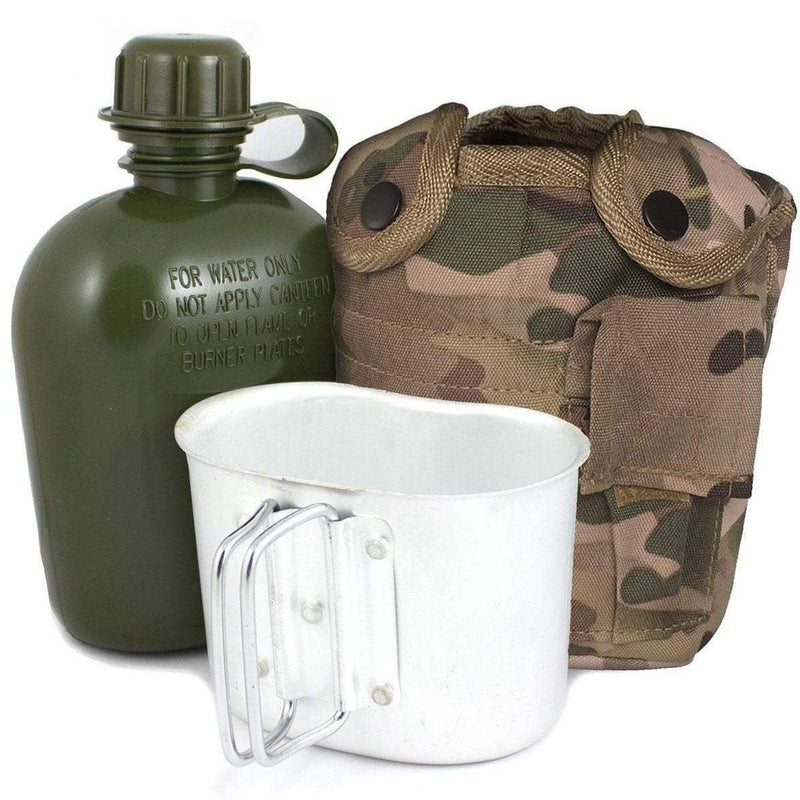 Amerikaanse legerstijl kantine M1 waterfles met Cover Cup & Alice Clips US Military