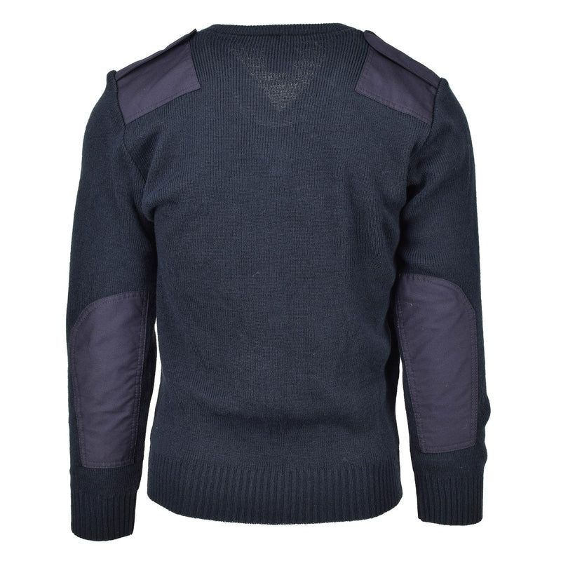 Originele Britse ex-police service pullover commando jumper blauwe v-hals trui