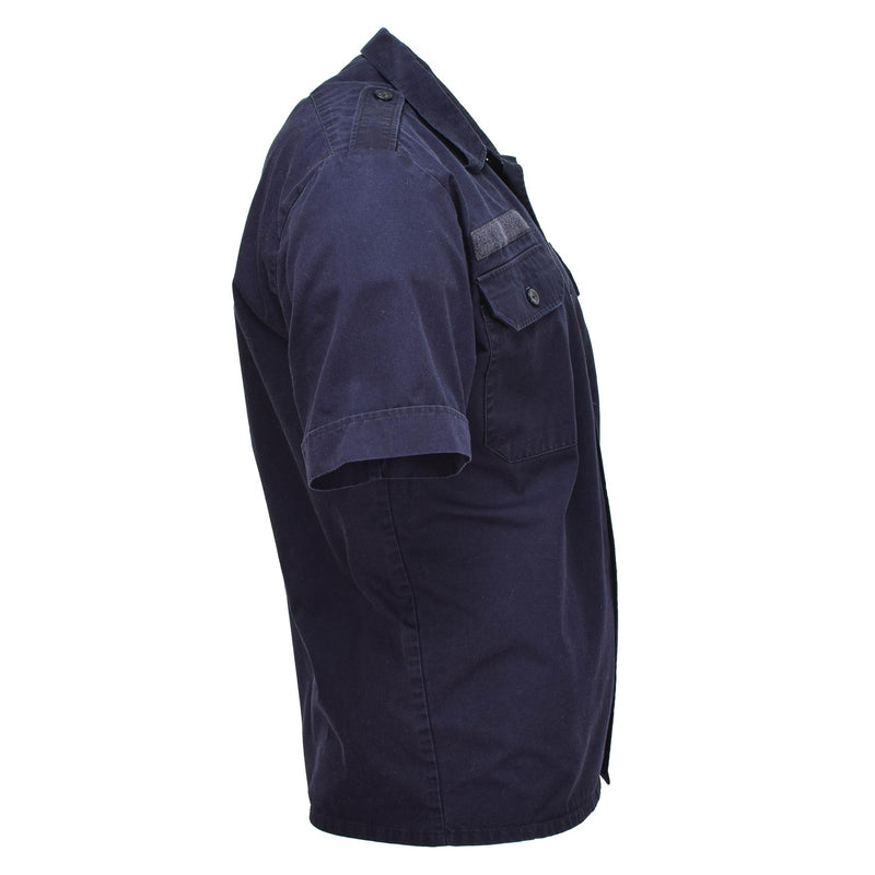 Echte Nederlandse militaire shirts Korte mouwen Korthuids vaste blauw militair surplus geknoopt