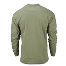 Back view of Czech Military long-sleeved olive shirt with elasticated cuffs, breathable fabric, ideal for hiking and outdoor use