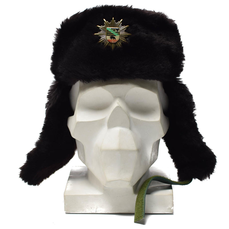 Originele Duitse politie Warm Winterhoed koud weer Faux Bur Ushanka Badge Nieuw
