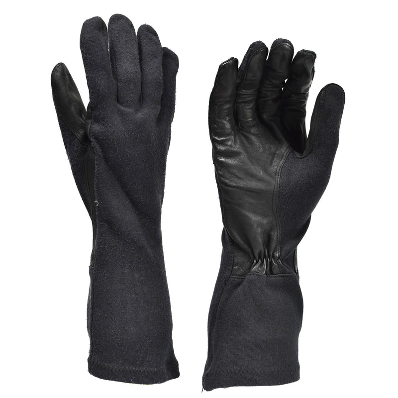 Original Duitsland Leger Lange handschoenen Zwart Aramide hittebestendig tactisch overschot