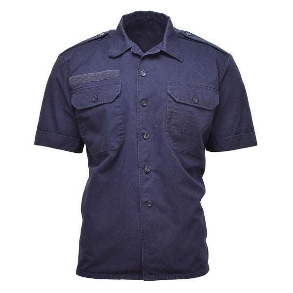 Echte Nederlandse militaire shirts Korte mouwen Korthuids vaste blauw militair surplus geknoopt