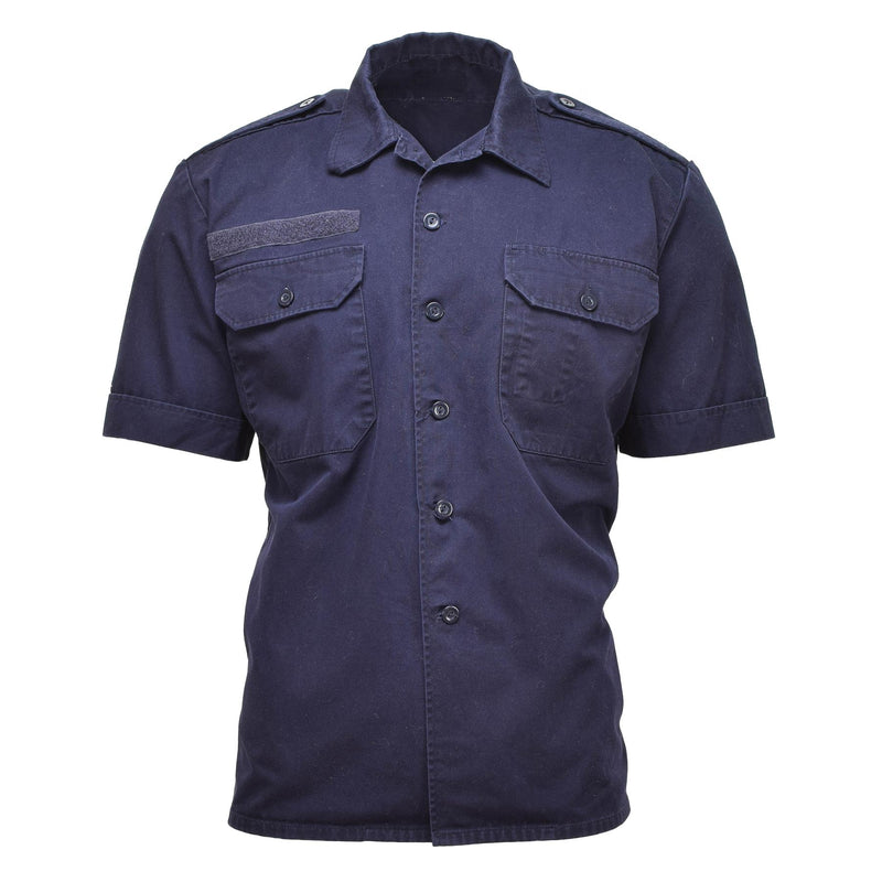 Echte Nederlandse militaire shirts Korte mouwen Korthuids vaste blauw militair surplus geknoopt