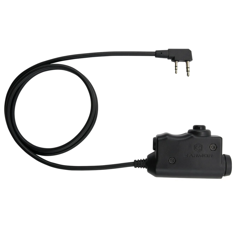 EARMOR M51 PTT-communicatieadapter Kenwood 2-pins radioconnector Zwart