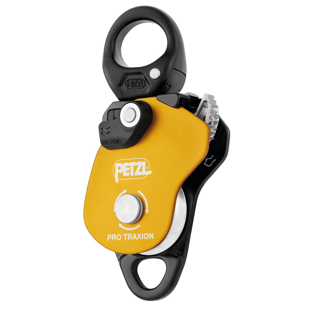 PETZL PRO TRAXION Progress Capture Katrol Draaibaar touwtransportapparaat Geel