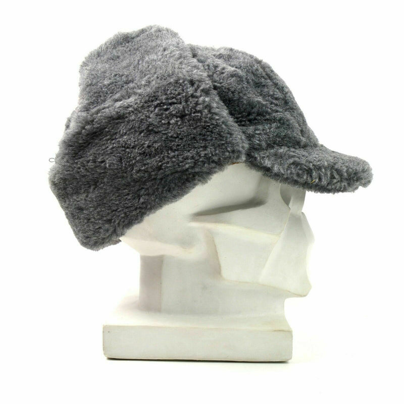 Echt Tsjechisch leger winterkap ushanka grijze bont warme hoed cz militaire isignia