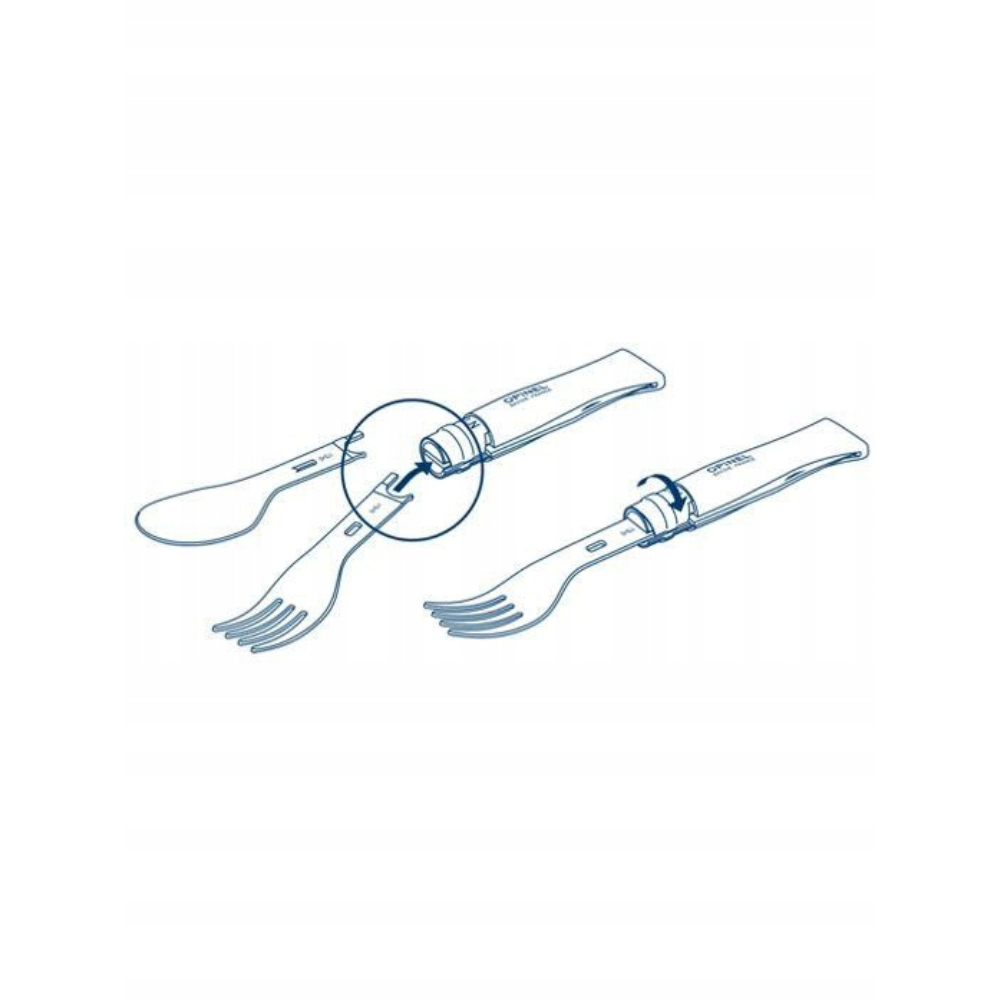 Opinel Picnic+ N°08 Bestekset Zakmes Lepel Vork Camping Beuken